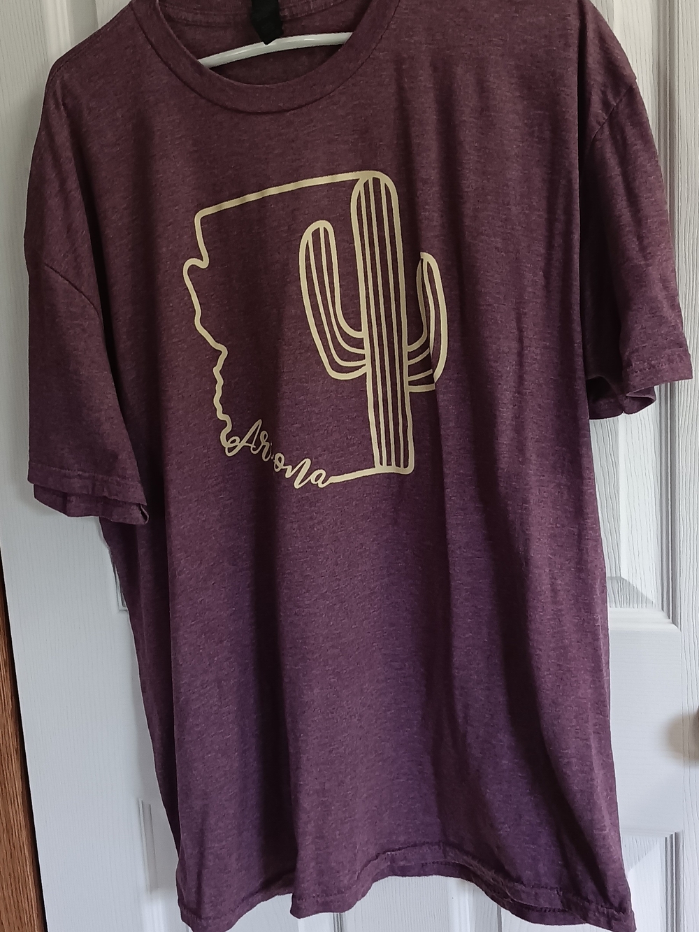 Gildan Plum Short Sleeve Tee with Cream Arizona Cactus Graphic
